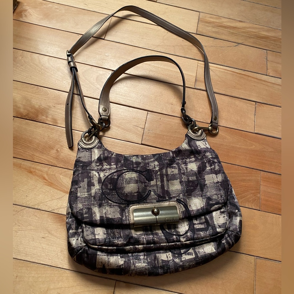 Coach shoulder bag-black and gold